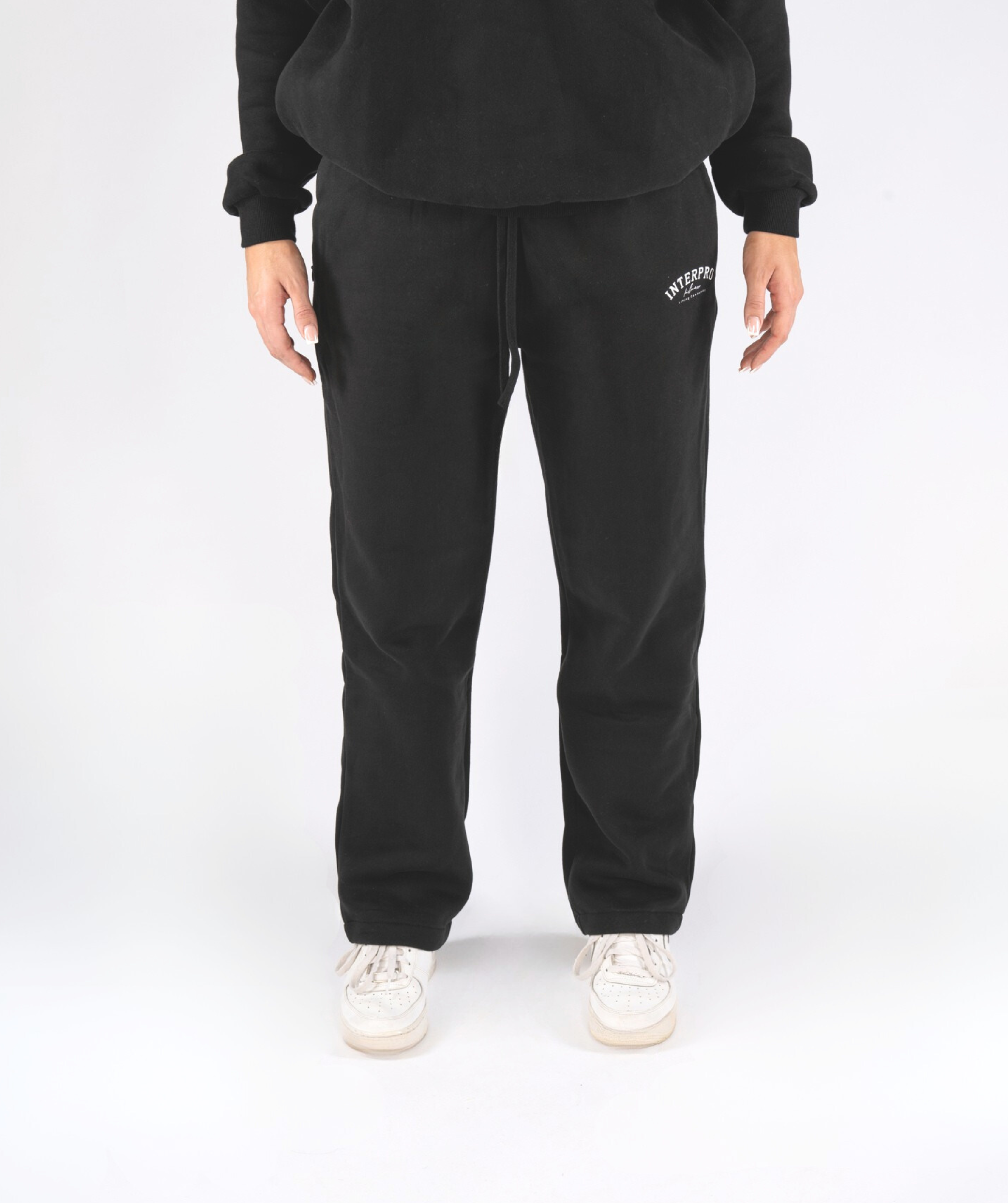 interpro fitness womens straight leg joggers black front