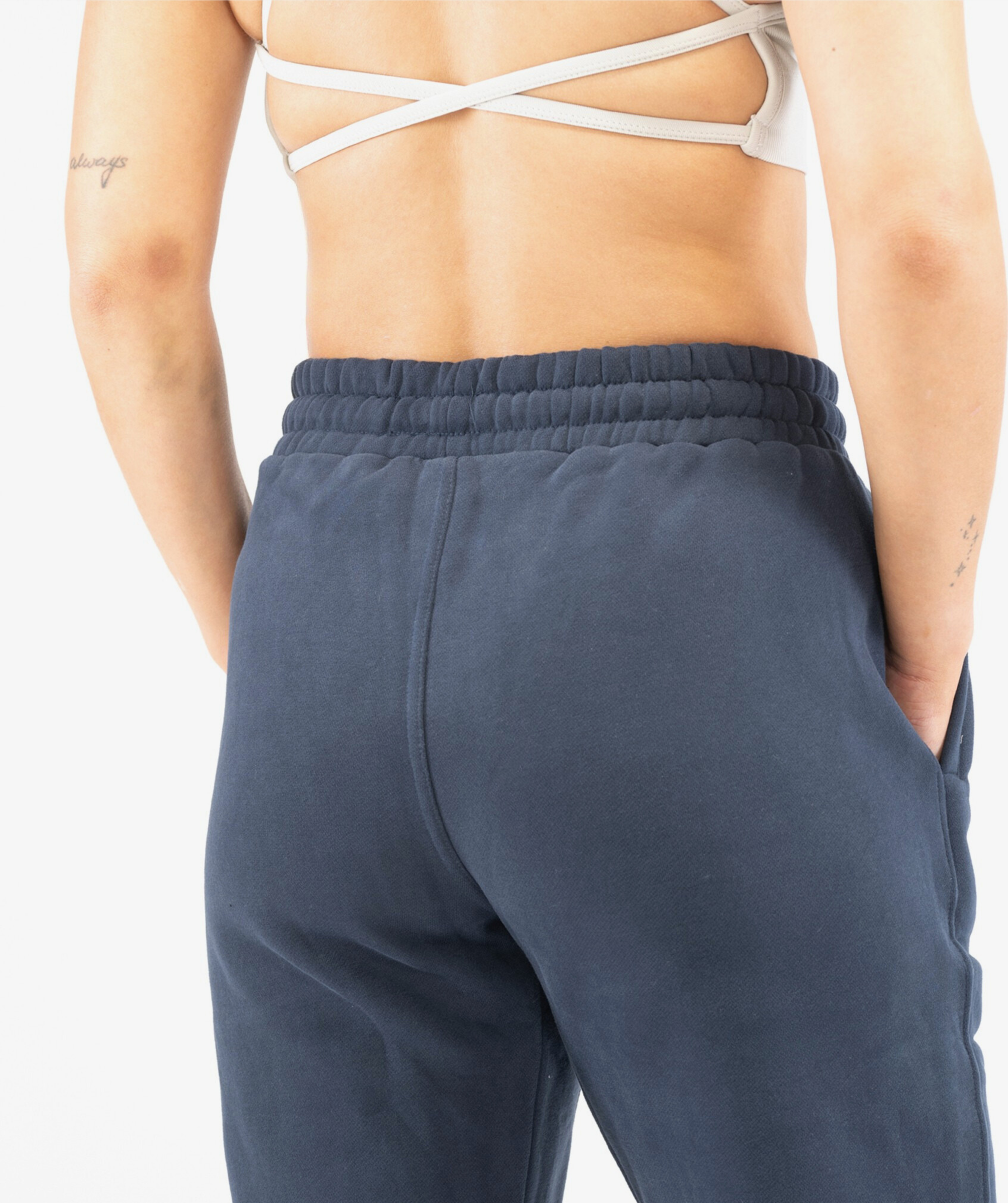 Close-up of navy blue Interpro Fitness joggers waistband