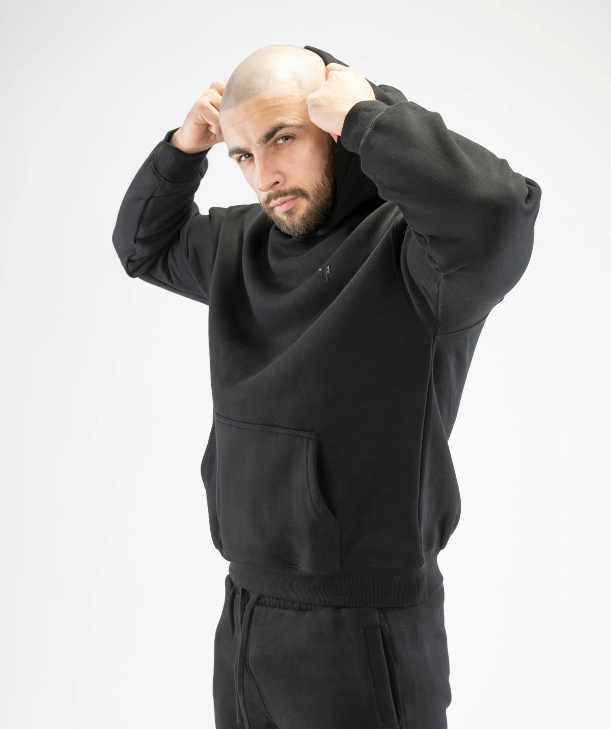 Fitness Mens Black Pullover Hoodie