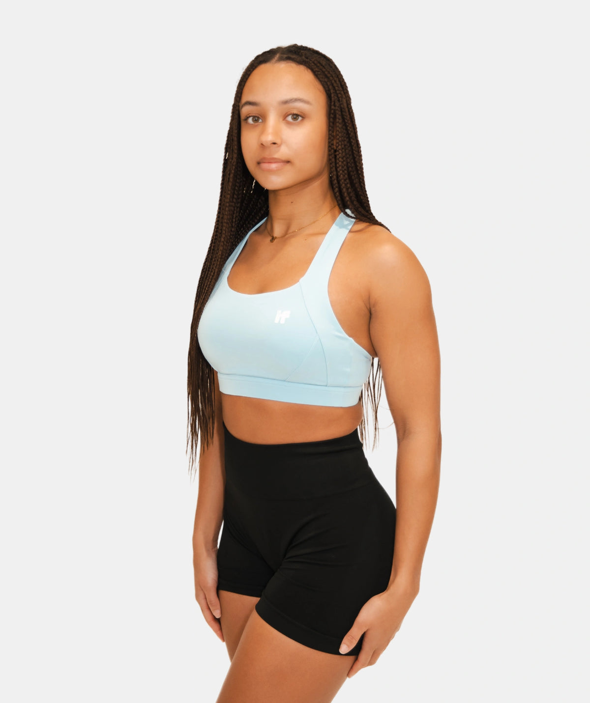 light blue sports bra