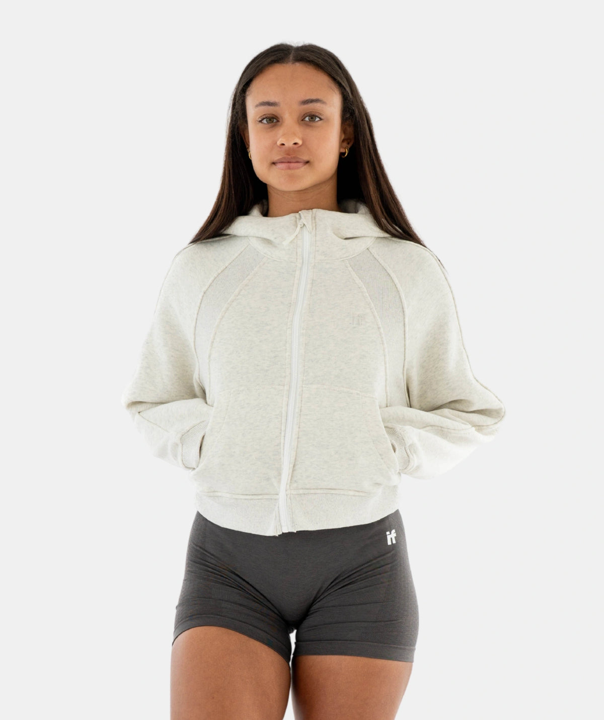 Women's Zip Up Hoodie - Grey Marl