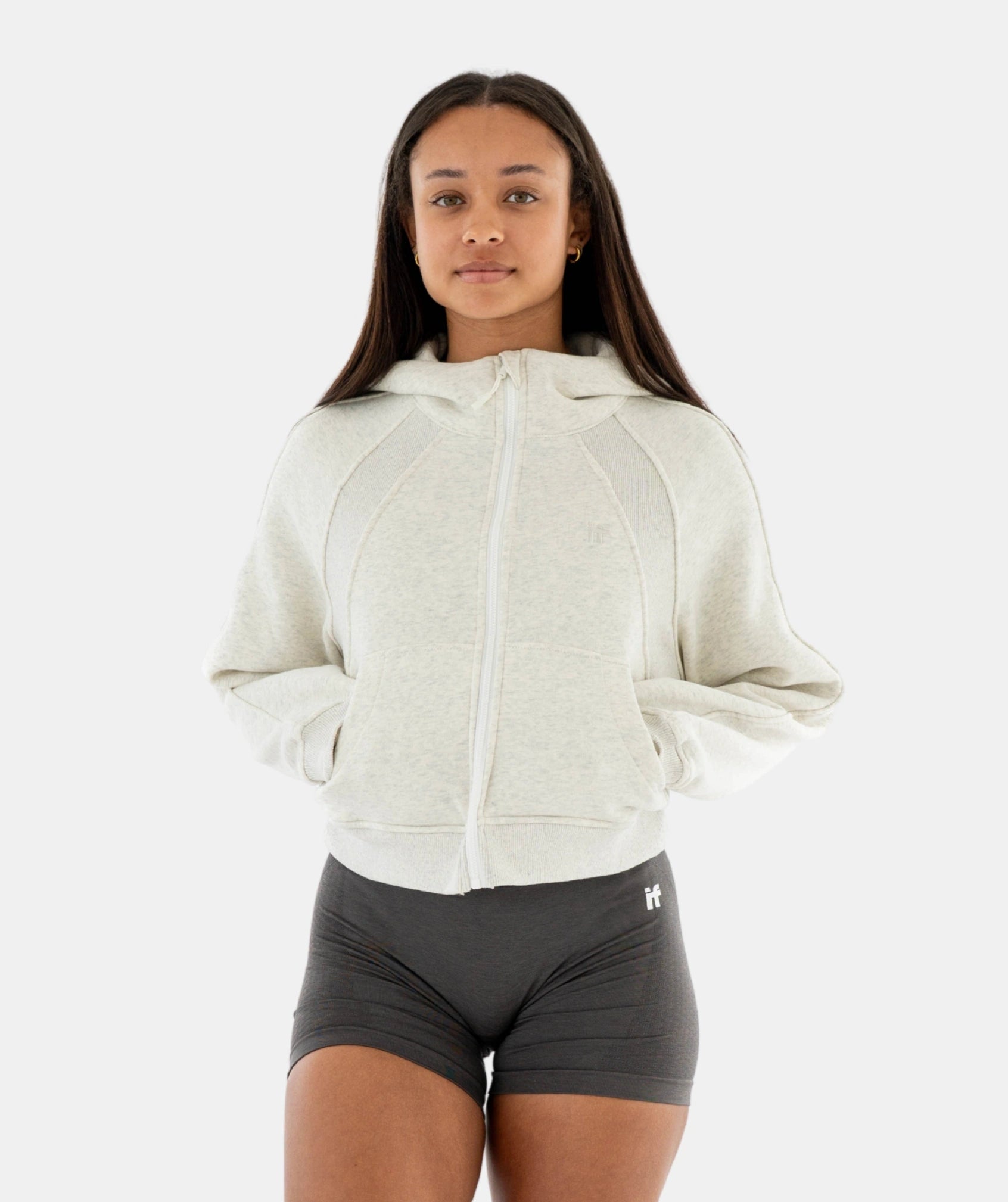 Damen-Kapuzenpullover mit Reißverschluss - Grau