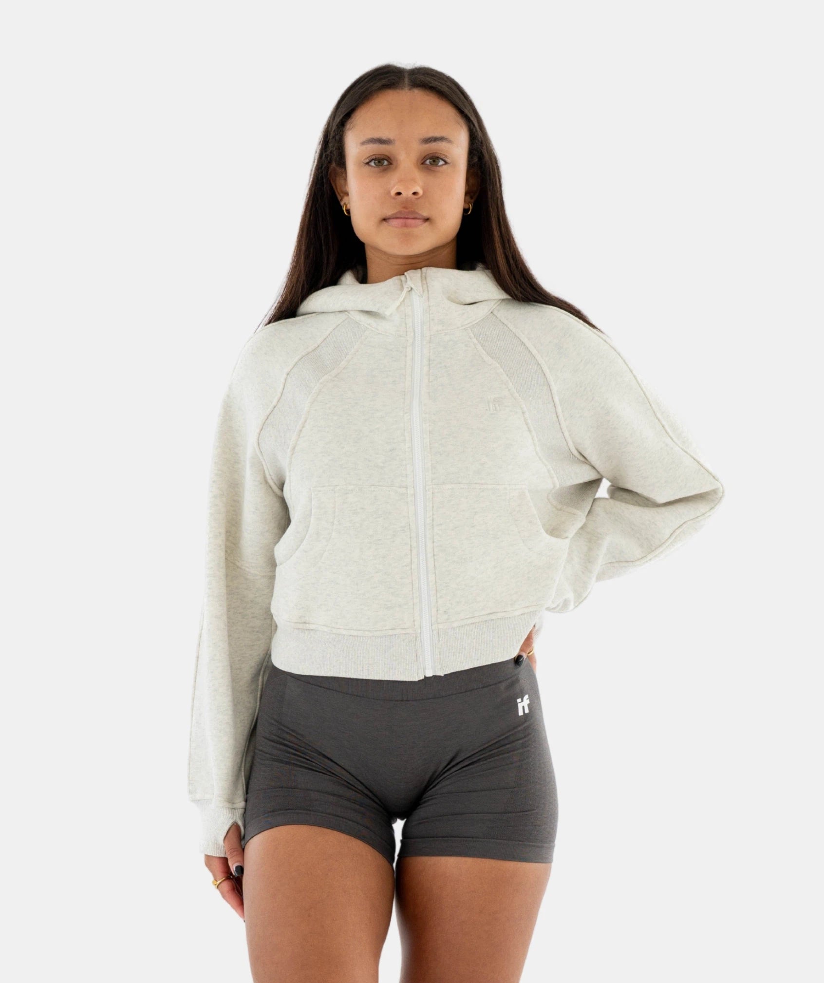 Damen-Kapuzenpullover mit Reißverschluss - Grau