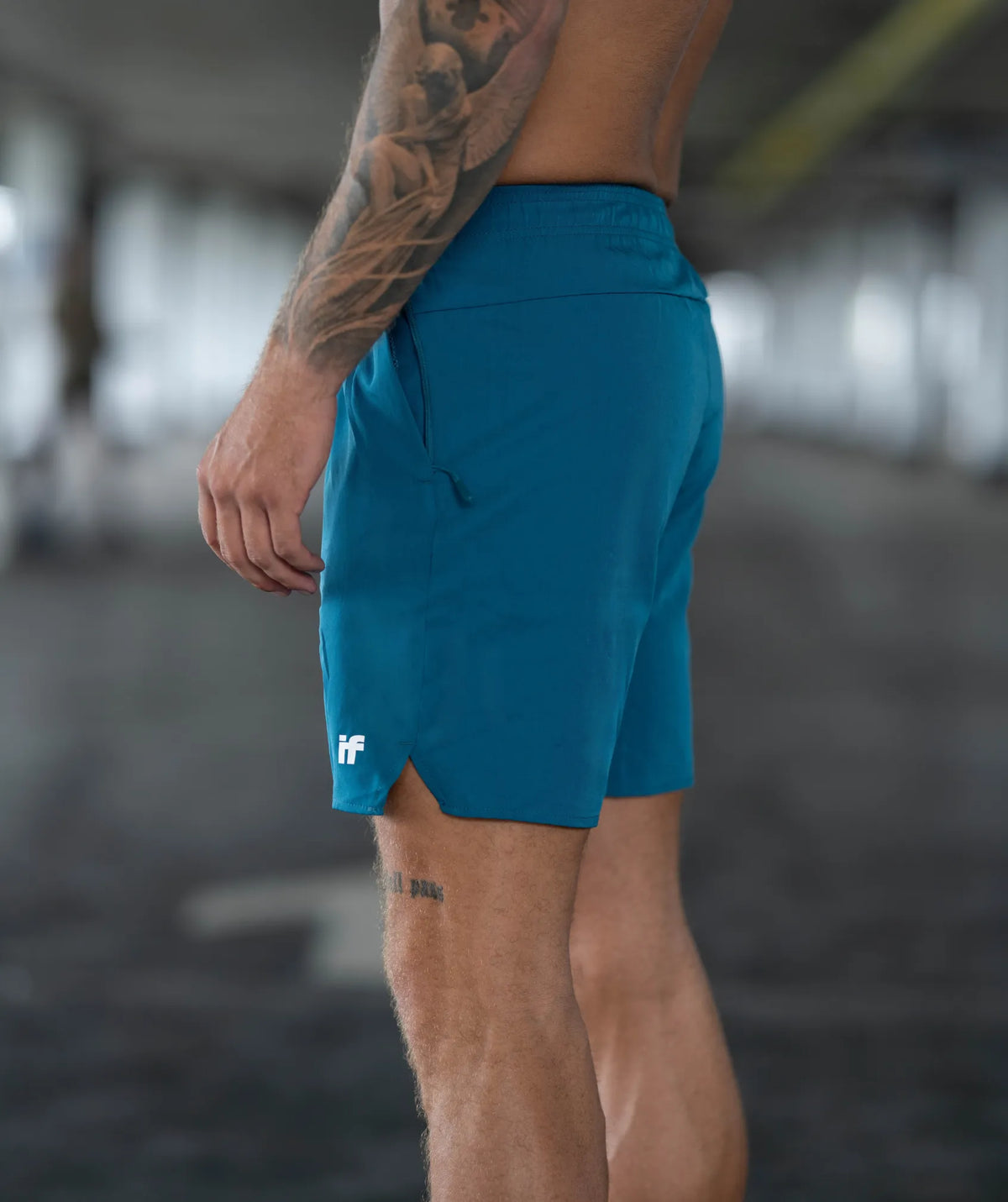 blue shorts
