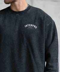 Men's Oversized Acid Wash Sweater - Black