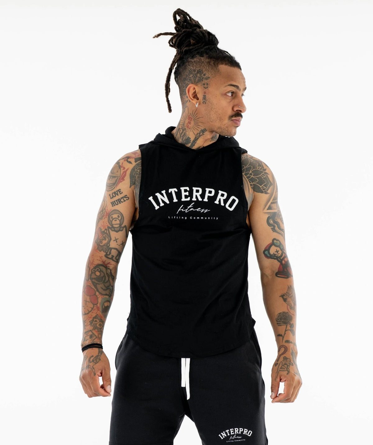 black sleeveless hoodie
