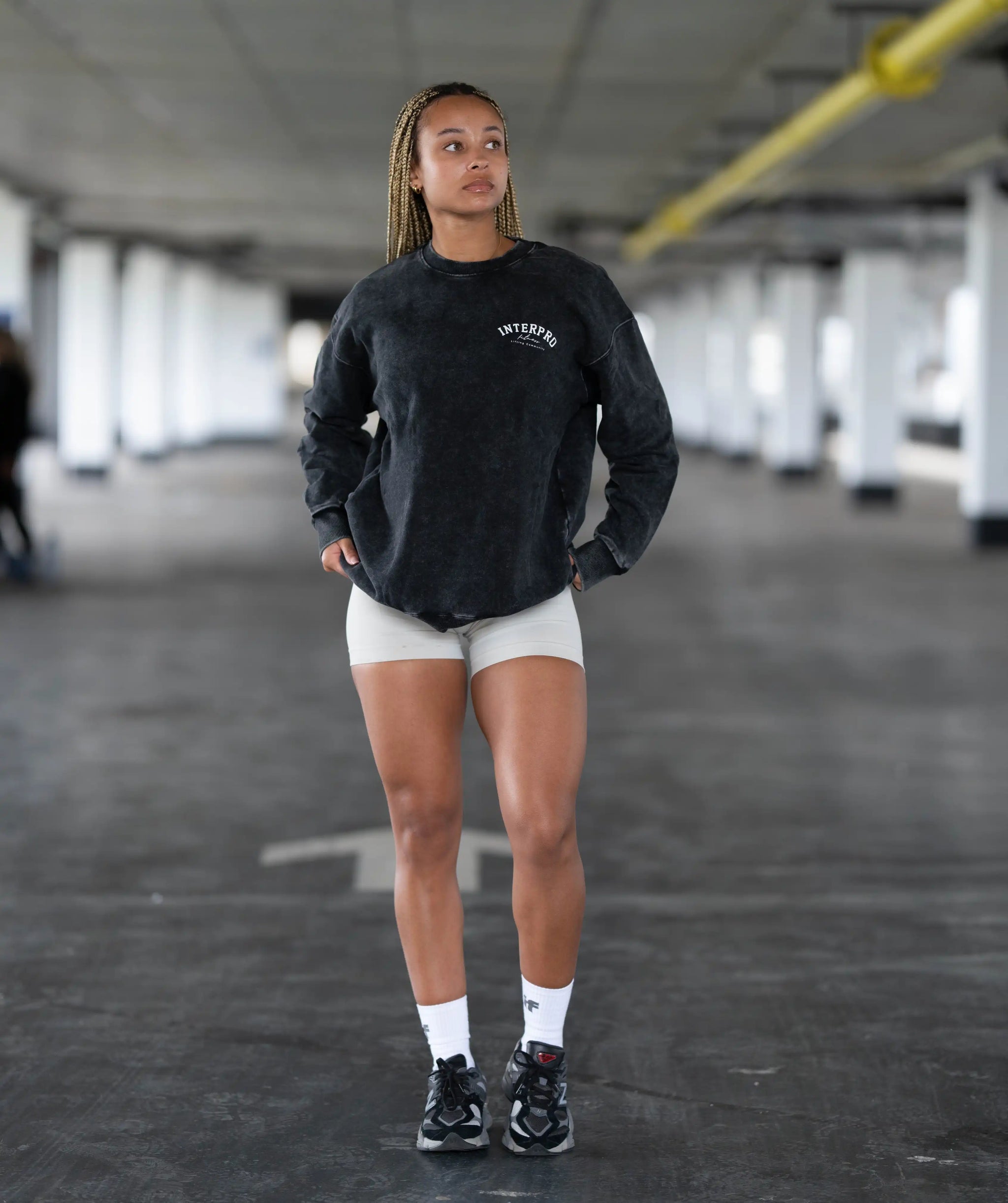 Pull oversize délavé à l'acide pour homme - Noir