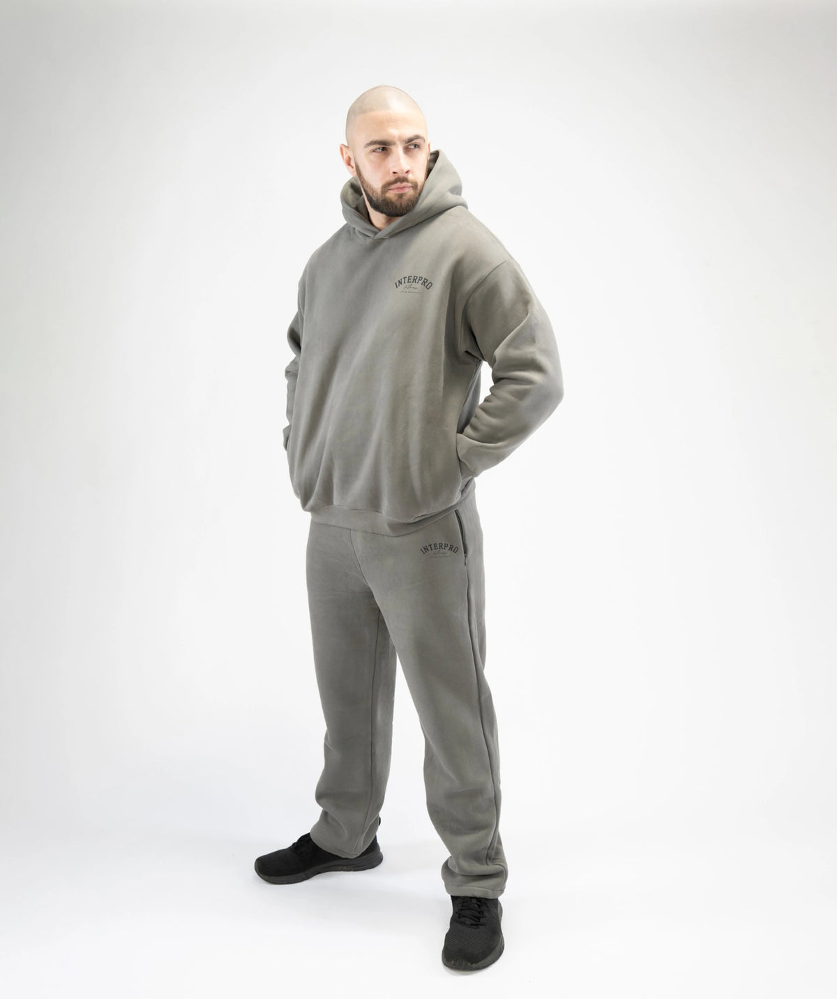 Interpro Grey Oversized Straight Leg Mens Joggers