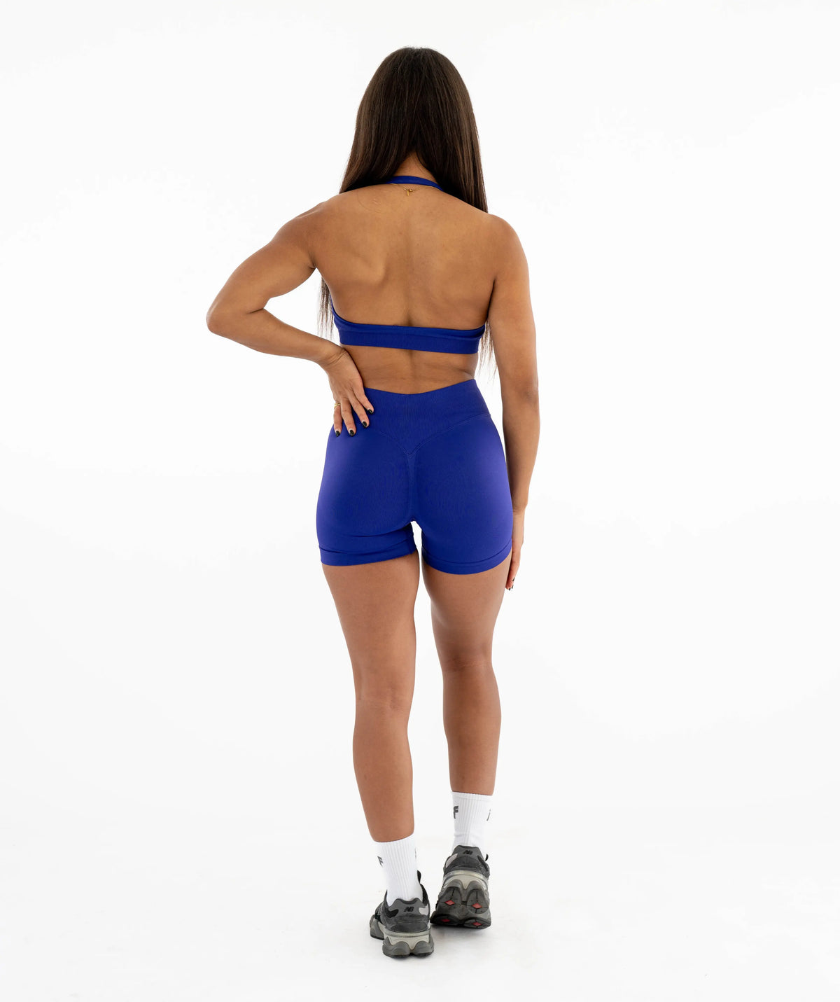 Person wearing a blue sports outfit 