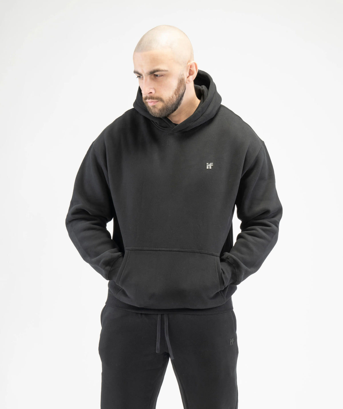 Interpro Mens Black Pullover Hoodie