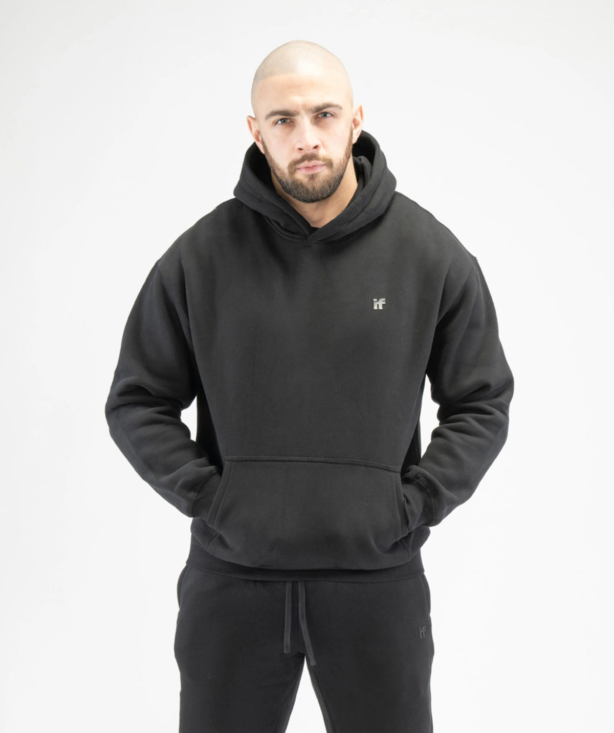 Man wearing a black hoodie
