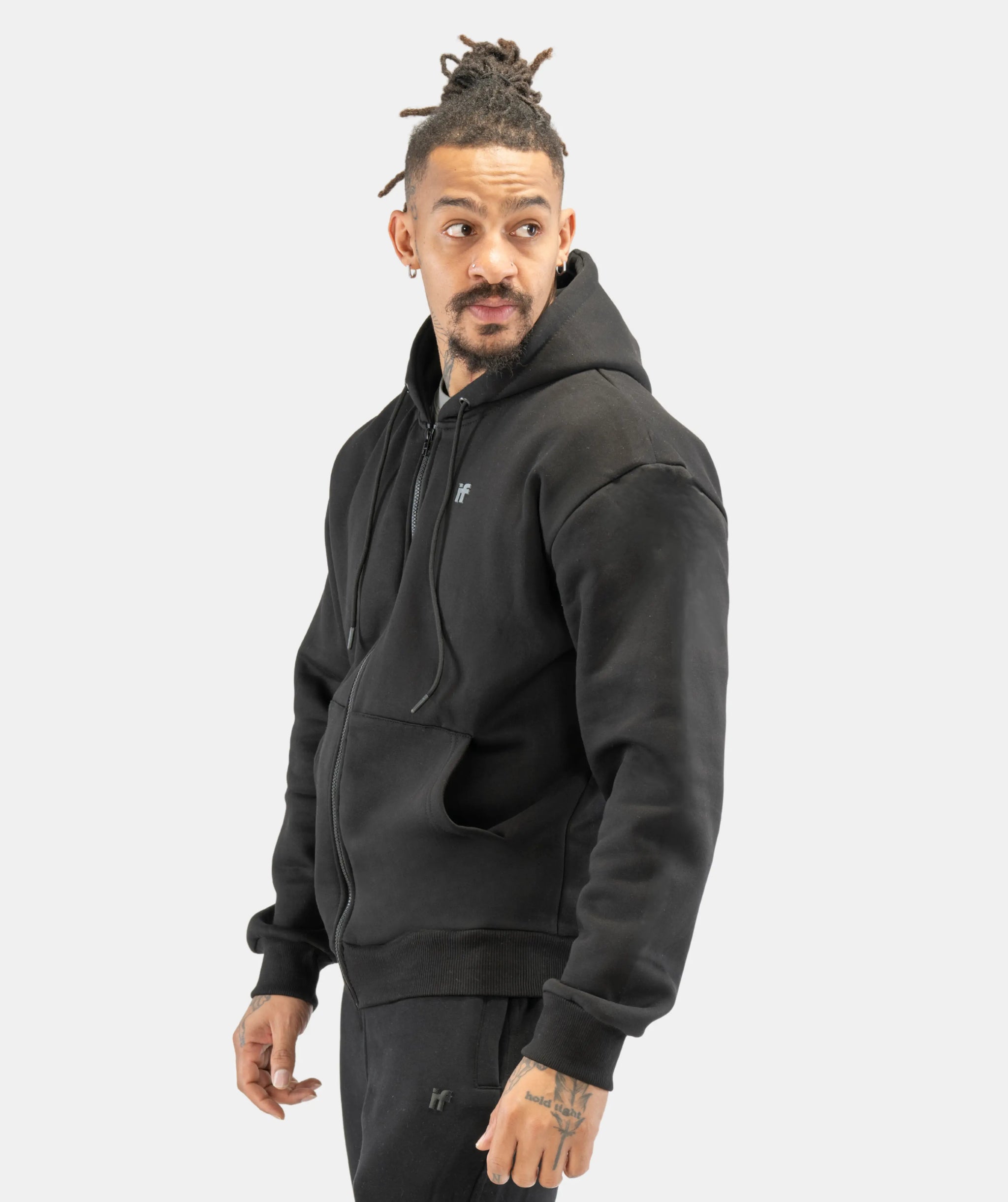 Men's Zip Up Hoodie - Black