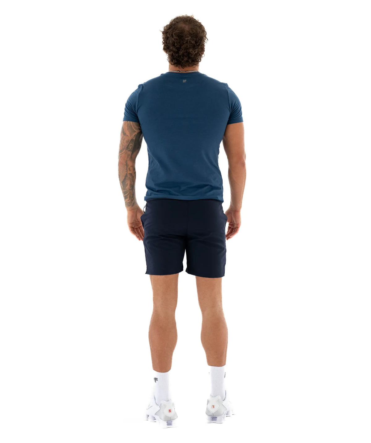 blue t-shirt and shorts 