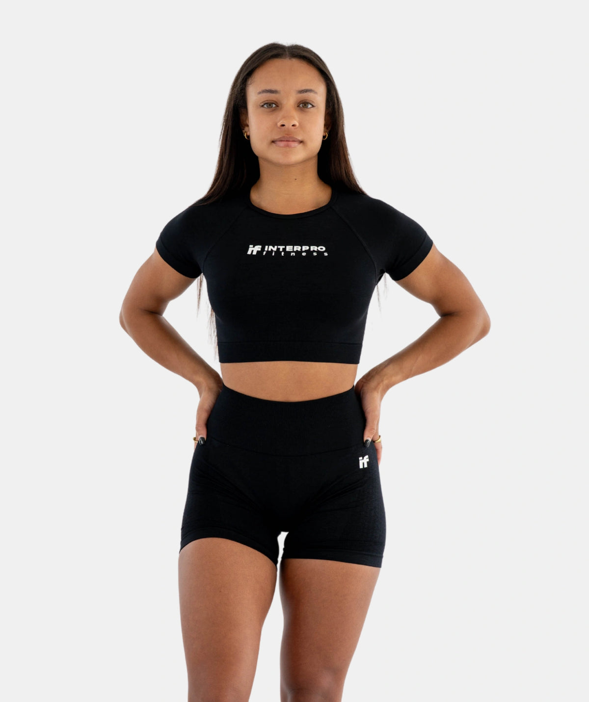 black crop top and shorts 