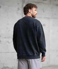 Men's Oversized Acid Wash Sweater - Black