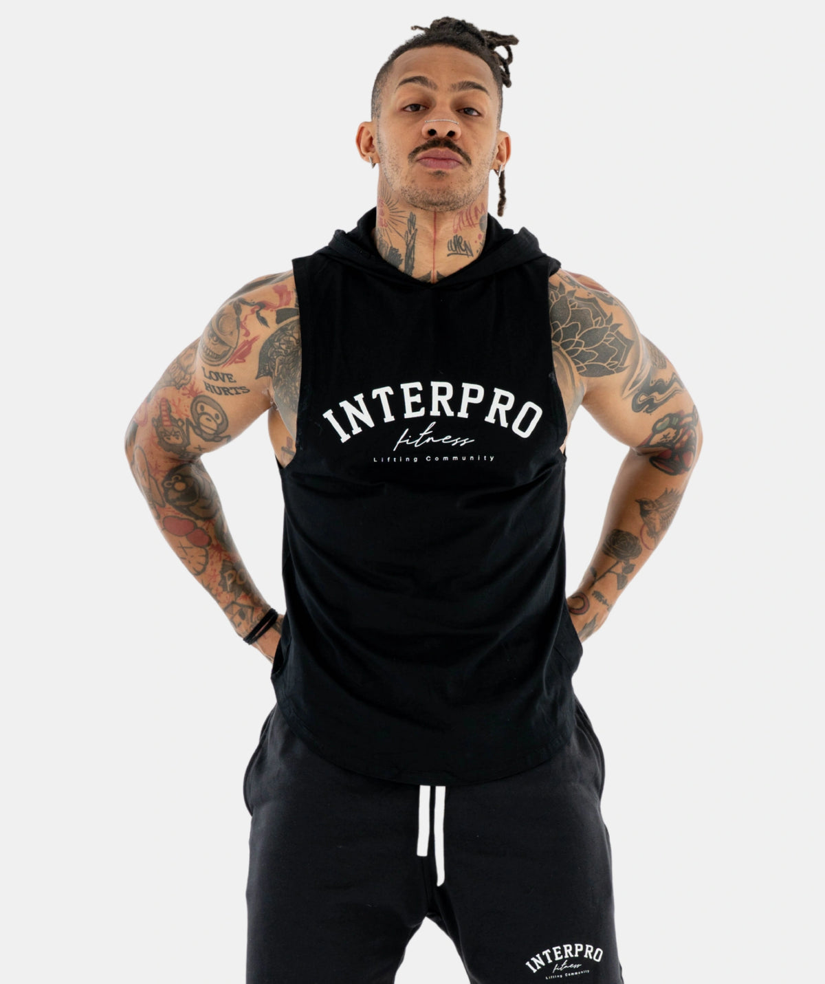 black sleeveless hoodie