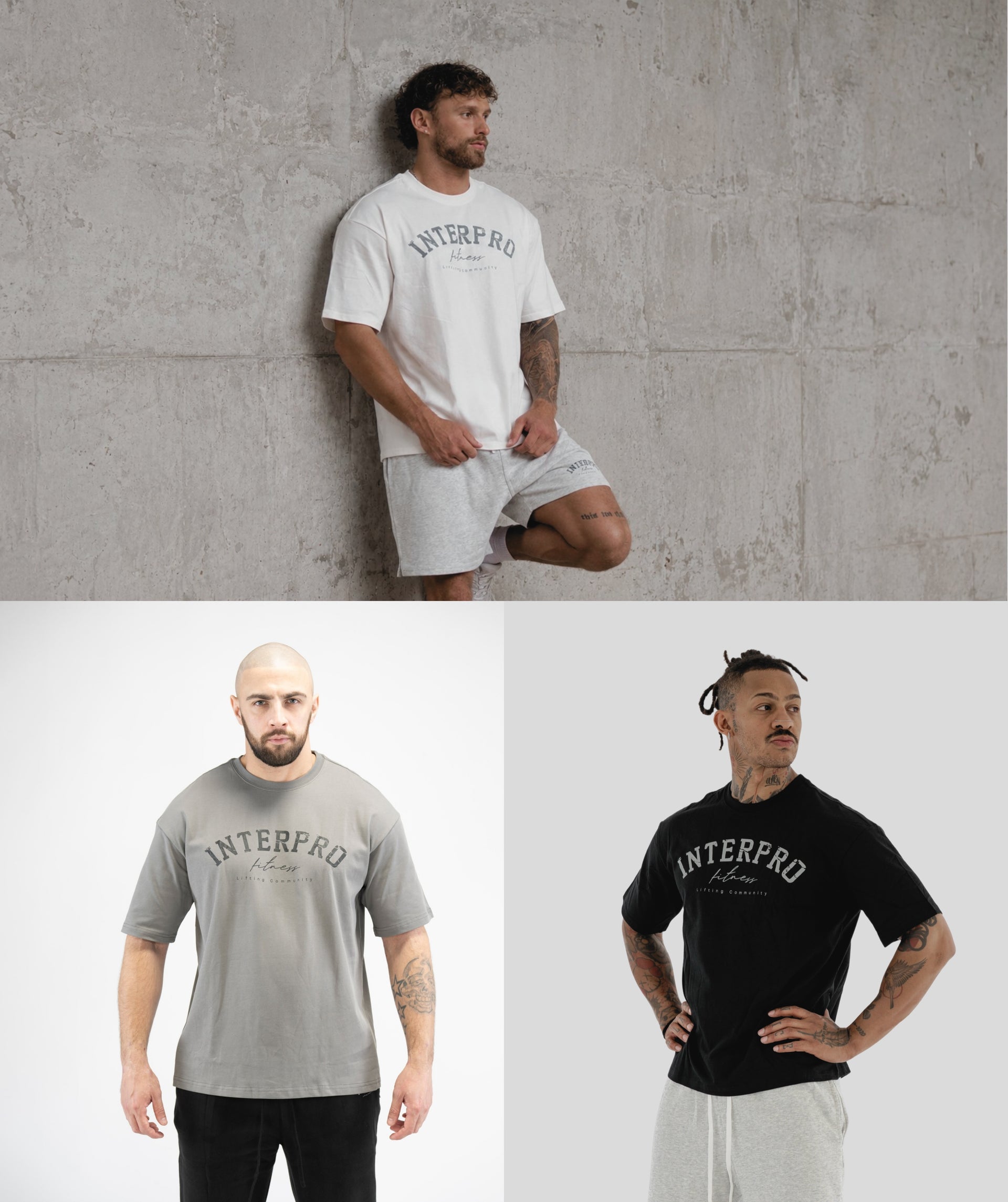 Three men wearing Interpro t-shirts 